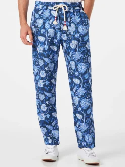 Herrenhose aus Leinen mit Blumendruck
