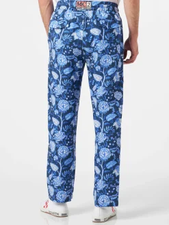 Herrenhose aus Leinen mit Blumendruck