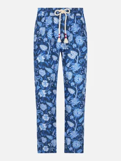 Herrenhose aus Leinen mit Blumendruck