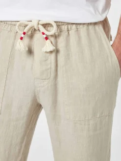 Herrenhose „Calais“ aus cremefarbenem Leinen mit Kordelzug