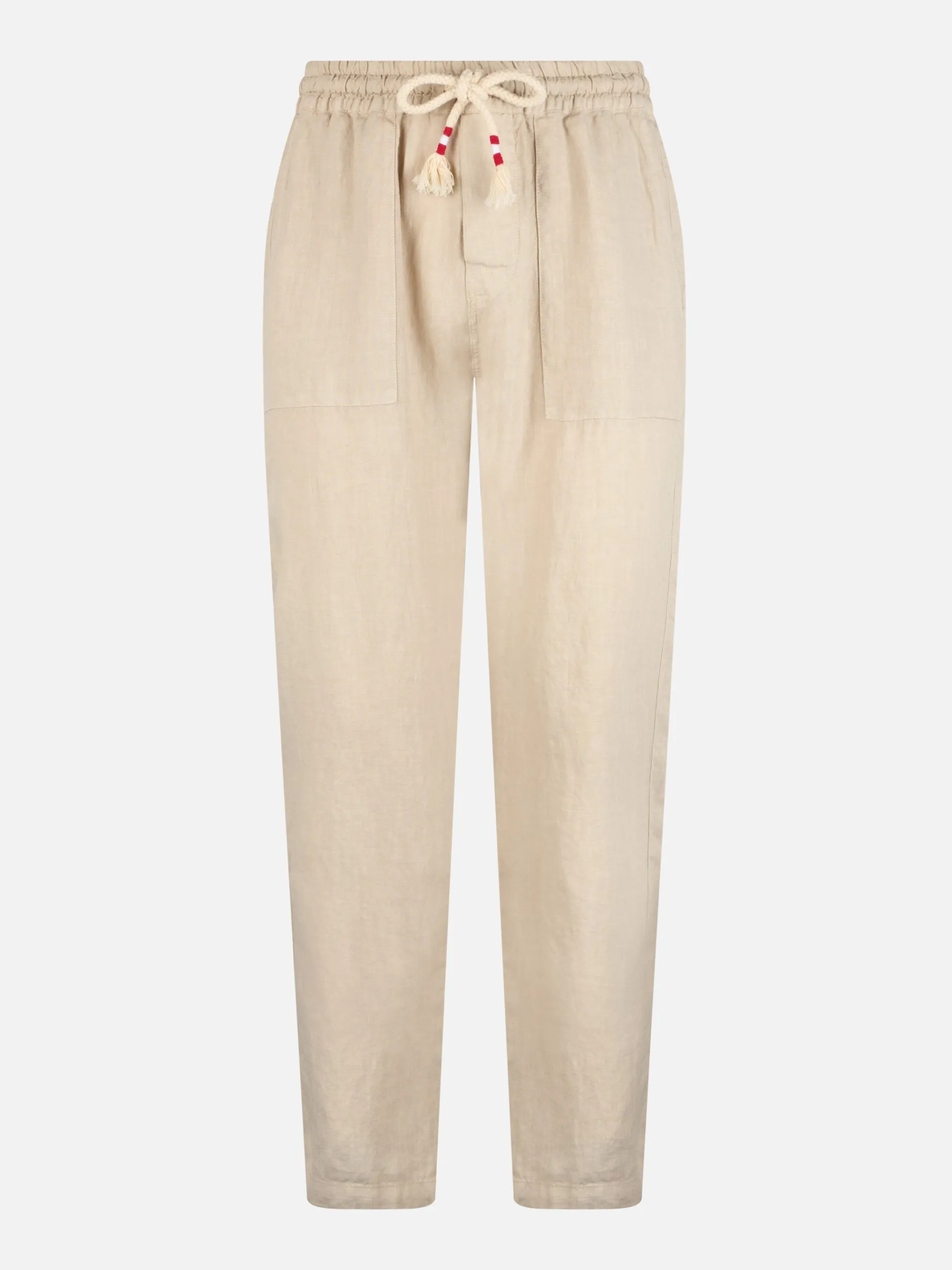 Herrenhose „Calais“ aus cremefarbenem Leinen mit Kordelzug