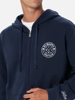 Herren-Kapuzenpullover Danny aus Baumwollfleece mit Reißverschluss und Aufdruck auf Vorder- und Rückseite