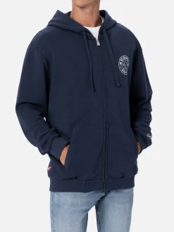 Herren-Kapuzenpullover Danny aus Baumwollfleece mit Reißverschluss und Aufdruck auf Vorder- und Rückseite