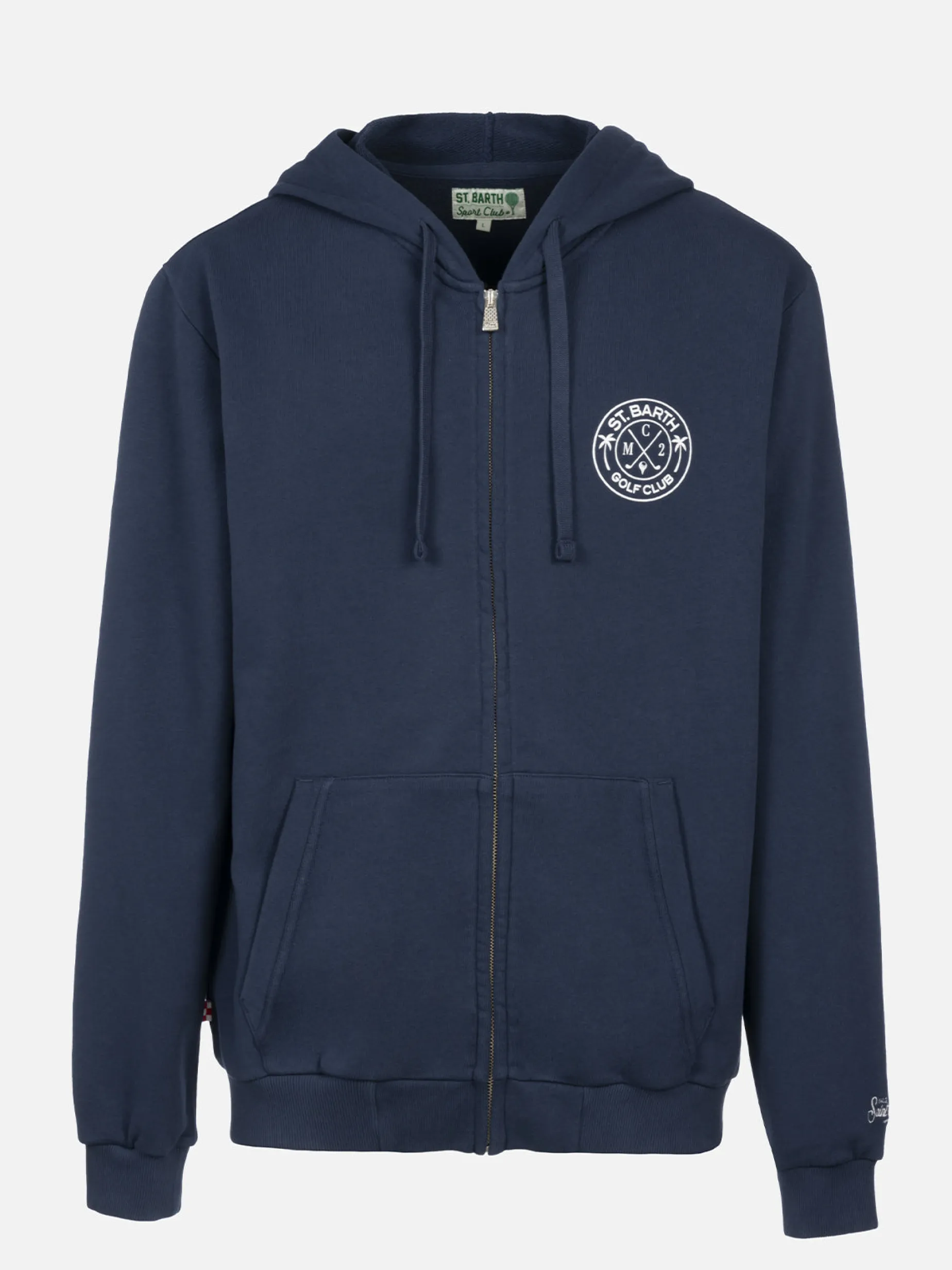 Herren-Kapuzenpullover Danny aus Baumwollfleece mit Reißverschluss und Aufdruck auf Vorder- und Rückseite