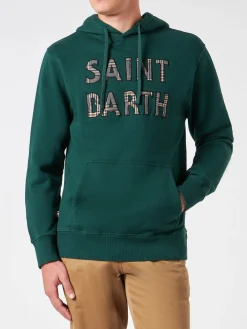 Herren-Kapuzenpullover in Grün mit Saint-Barth-Aufnäher