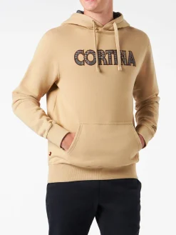 Herren-Kapuzenpullover in Beige mit Cortina-Aufnäher