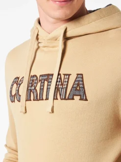 Herren-Kapuzenpullover in Beige mit Cortina-Aufnäher