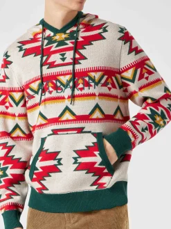 Herren-Kapuzenstrickjacke mit ethnischem Muster