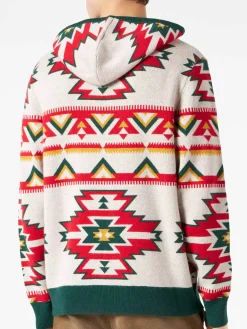 Herren-Kapuzenstrickjacke mit ethnischem Muster