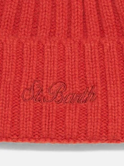 Herrenmütze in Orange mit St. Barth-Stickerei