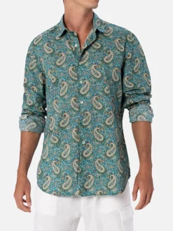 Herren-Musselin-Baumwollhemd Sikelia mit Paisley-Print