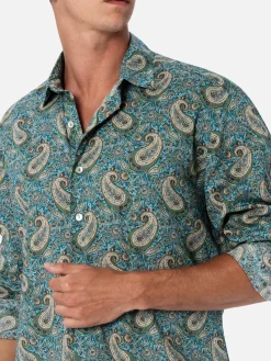 Herren-Musselin-Baumwollhemd Sikelia mit Paisley-Print