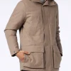 Herrenparka mit Kapuze und Fischgrätmuster
