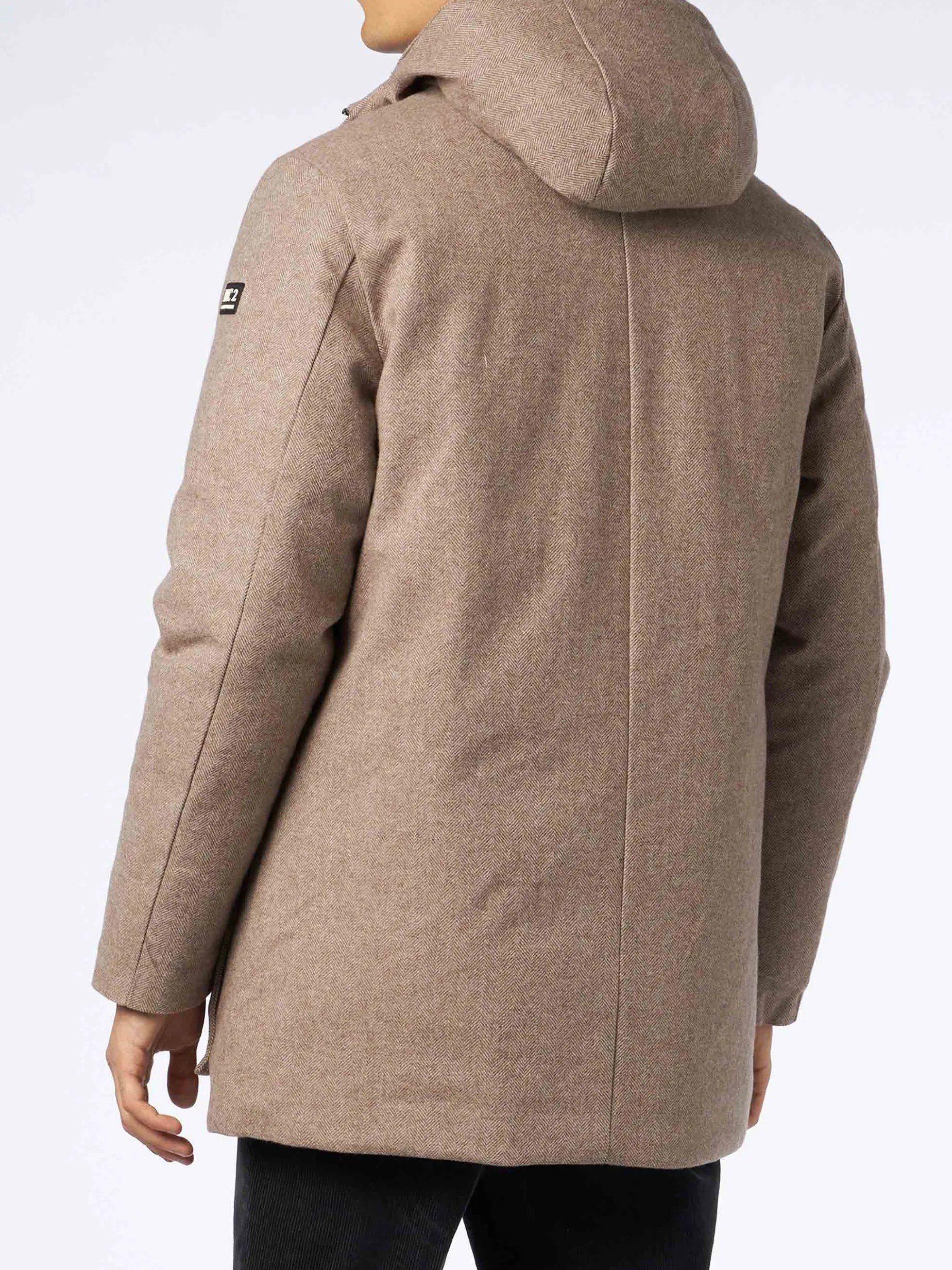 Herrenparka mit Kapuze und Fischgrätmuster