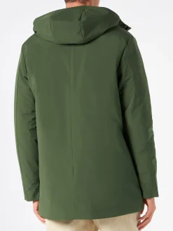Herren-Parka mit Kapuze und militärgrünem Bandana-Print