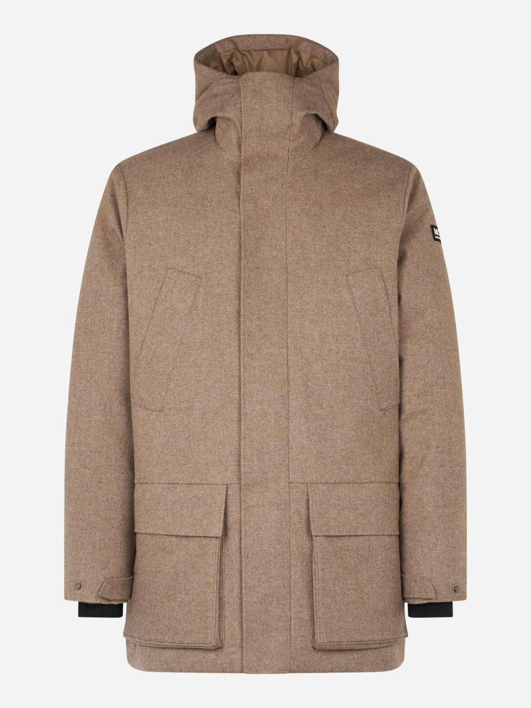 Herrenparka mit Kapuze und Fischgrätmuster