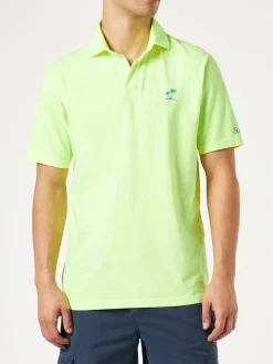 Herrenpolo aus fluogelbem Baumwolljersey