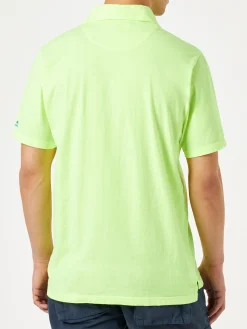 Herrenpolo aus fluogelbem Baumwolljersey