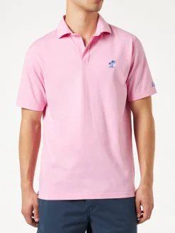 Herrenpolo aus rosafarbenem Baumwolljersey