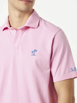 Herrenpolo aus rosafarbenem Baumwolljersey
