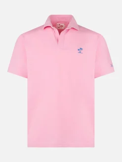 Herrenpolo aus rosafarbenem Baumwolljersey