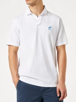 Herrenpolo aus weißem Baumwolljersey