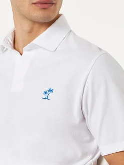 Herrenpolo aus weißem Baumwolljersey