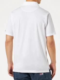 Herrenpolo aus weißem Baumwolljersey