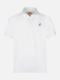 Herrenpolo aus weißem Baumwolljersey