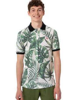 Herrenpolo mit Blätterdruck