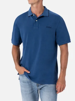 Herren-Poloshirt aus Baumwoll-Piqué in Jeansblau, Beverly Hills
