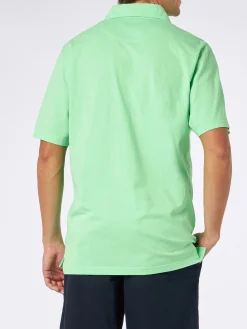 Herren-Poloshirt aus grünem Baumwolljersey