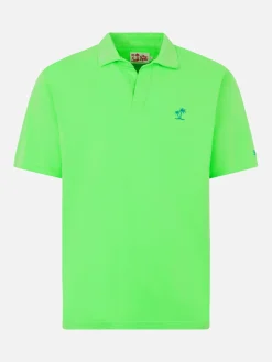 Herren-Poloshirt aus grünem Baumwolljersey