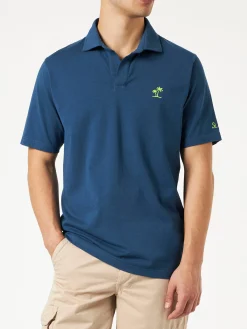 Herren-Poloshirt aus marineblauem Baumwolljersey