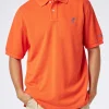 Herren-Poloshirt aus orangefarbenem Piquet mit St. Barth-Logo und Vintage-Effekt