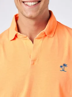 Herren-Poloshirt aus orangefarbenem Baumwolljersey