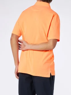 Herren-Poloshirt aus orangefarbenem Baumwolljersey