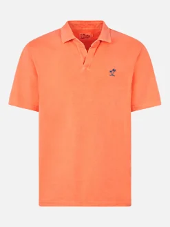Herren-Poloshirt aus orangefarbenem Baumwolljersey