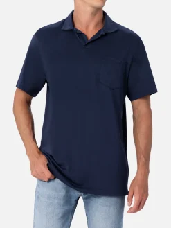 Herren-Poloshirt aus technischem Piquet Camber in Marineblau