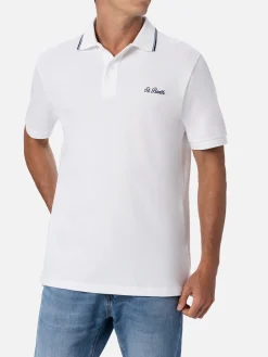 Herren-Poloshirt aus weißem Baumwollpiquet Beverly Hills