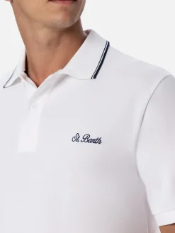 Herren-Poloshirt aus weißem Baumwollpiquet Beverly Hills