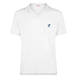 Herren-Poloshirt aus weißem Baumwollfrottee