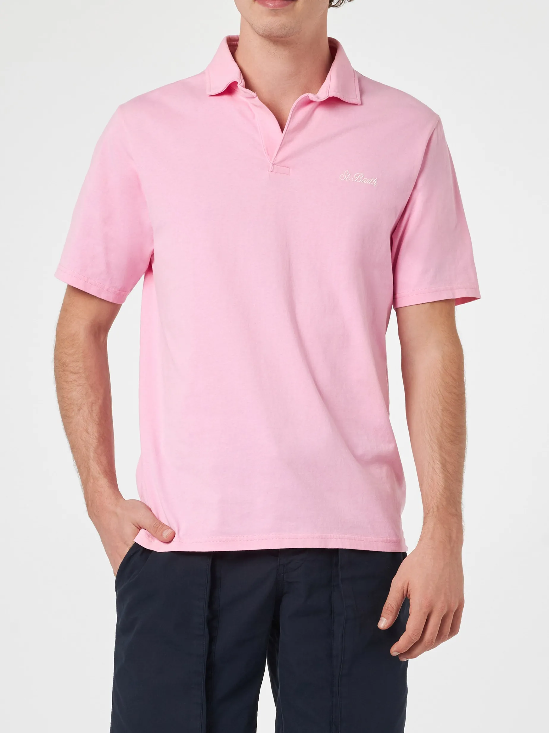 Herren-Poloshirt Brighton aus rosafarbenem Baumwolljersey