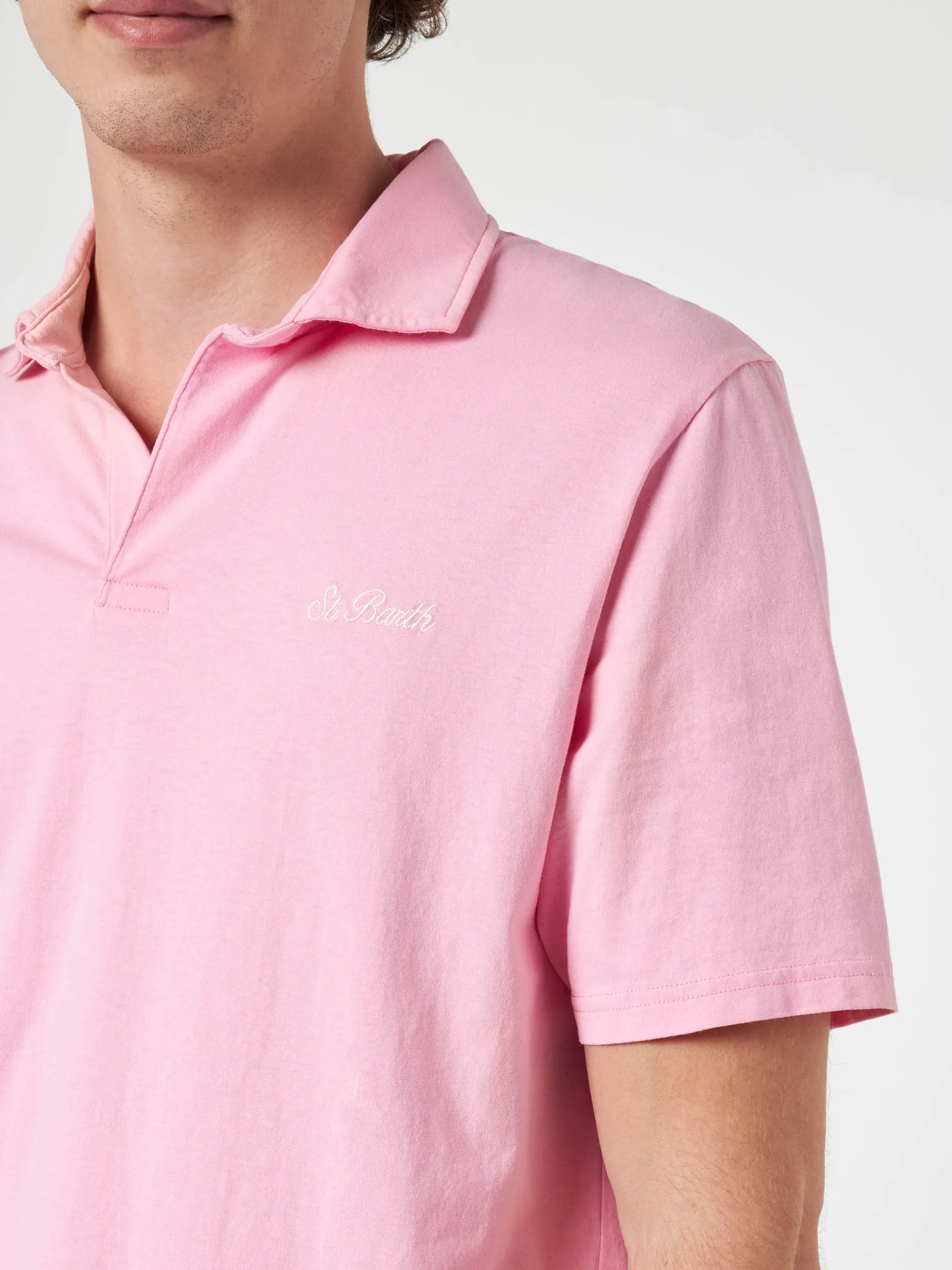 Herren-Poloshirt Brighton aus rosafarbenem Baumwolljersey