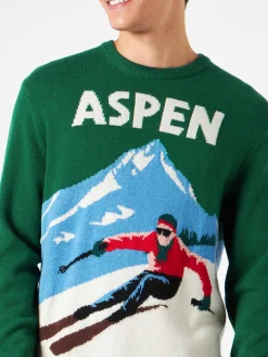 Herrenpullover Aspen mit Vintage-Postkartendruck