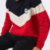 Herrenpullover aus Kaschmirmischung in Rot und Blau