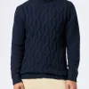 Herrenpullover aus Kaschmirmischung mit Zopfmuster Fisherman