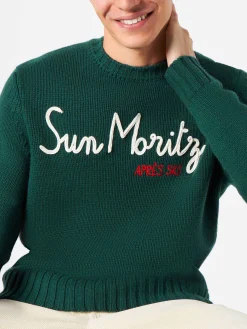 Herrenpullover aus Kaschmirmischung mit Sun Moritz-Stickerei