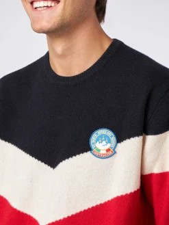 Herrenpullover aus Kaschmirmischung in Rot und Blau