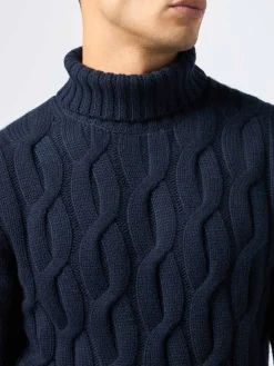 Herrenpullover aus Kaschmirmischung mit Zopfmuster Fisherman